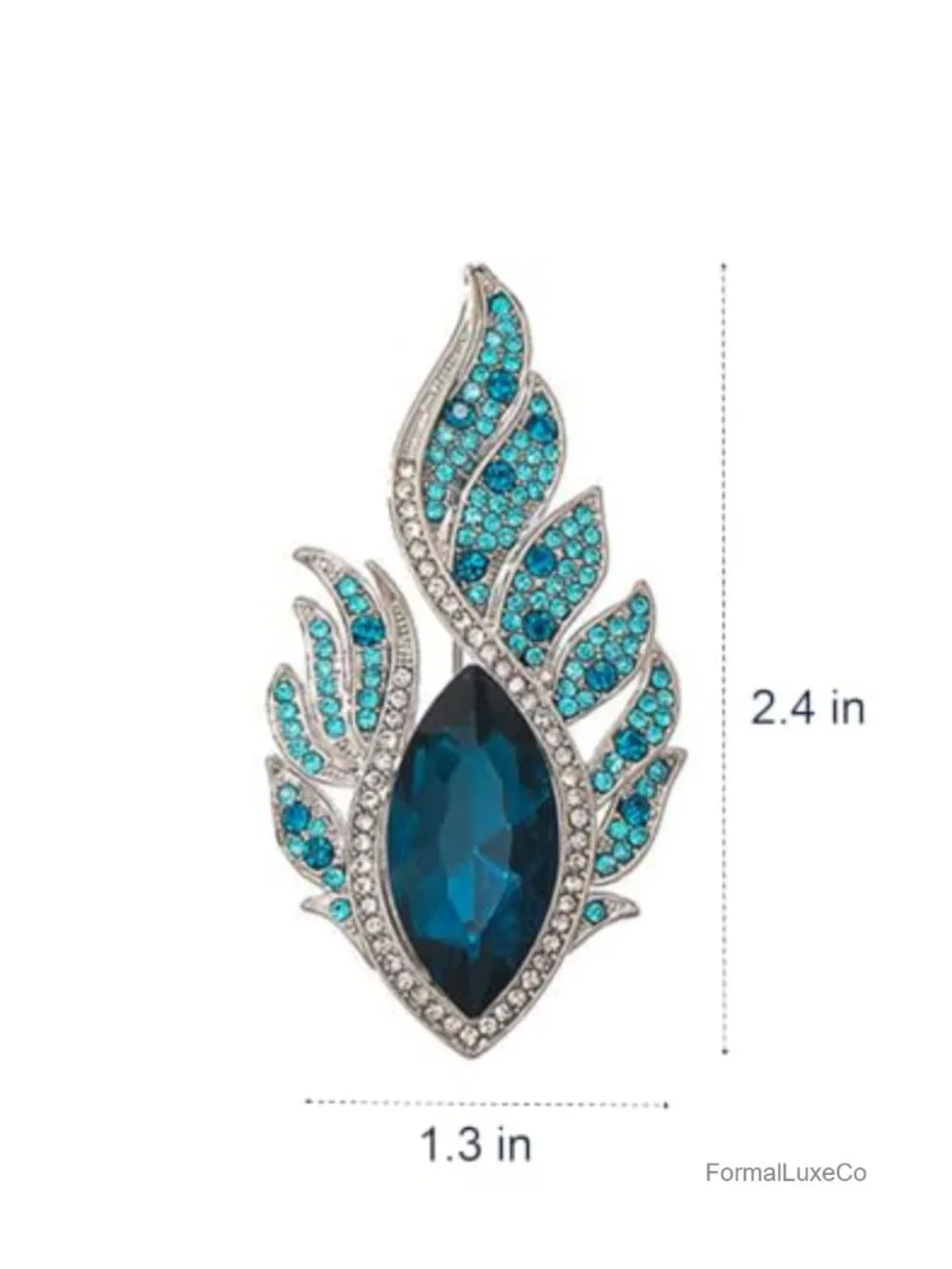 Blue Crystal Brooch Pin for Women Elegant Silver Tone Brooch Pin Accessory